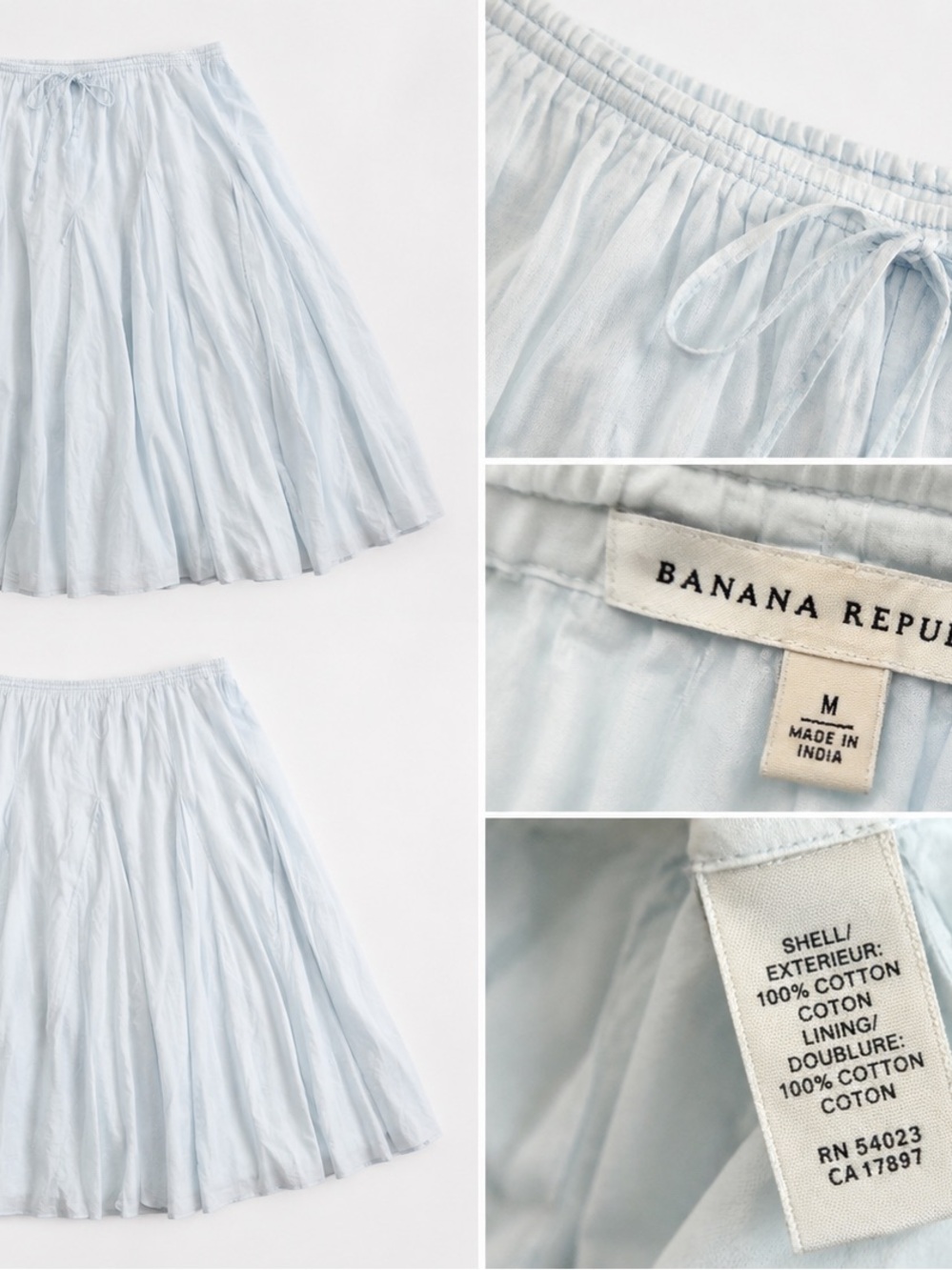 Banana Republic Pale Blue Cotton Full Midi Skirt – Size M